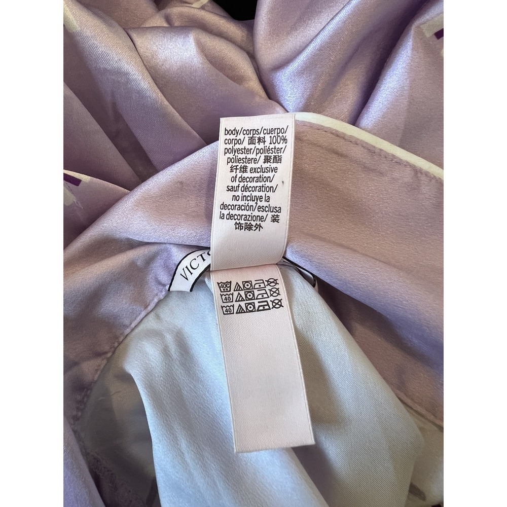 Victoria's Secret LOVE Lavender Purple Long Sleeve Satin Pajama Set Women's Sz S - Picture 11 of 12